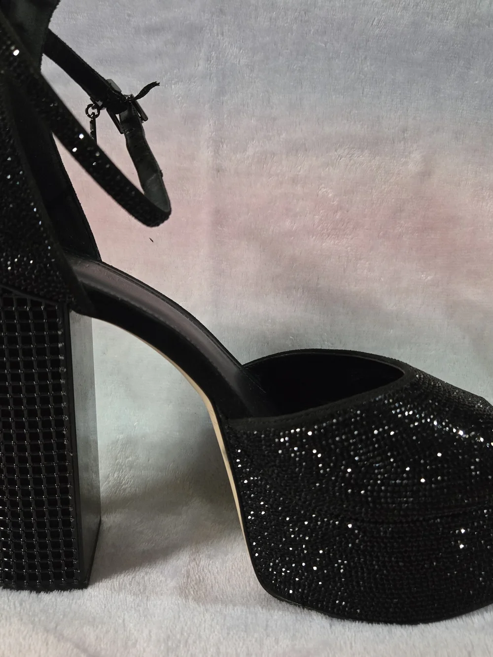MICHAEL Michael Kors Black Crystal Platform Block Heel Sandals